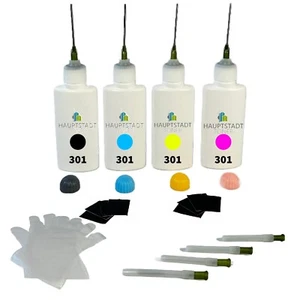 1x Nachfüllset für HP 301 Tintenpatronen + 200 ml Nachfülltinte+Starter Zubehör - Afbeelding 1 van 7