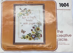 KIT crewel embroidery 1977  Life is Fragile 18 X 24 Creative Circle Bob Shafor - Picture 1 of 10