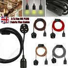 Fabric Flex Cable kit Plug In Pendant Lamp Light Set E27 Fitting Vintage Bulb UK
