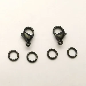 Black Sets 50pcs 15mm Lobster Clasp +100pcs 1*8mm Jump Ring Jewelry Marking DIY - Picture 1 of 5