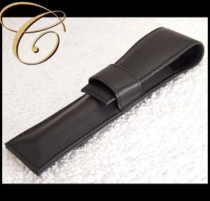 Étui À Stylo En Cuir Véritable Noir Pour Stylos Plus Fins | Étui À Stylo À Plume - Photo 1/2