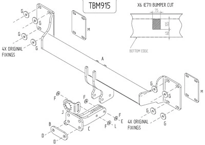 Barra de remolque de acero automotriz con brida fija Towtrust para BMW X5 SUV 2013 a 2018 Foto 1 de 4