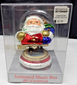 2006 NIB Bed Bath & Beyond Mr. Christmas Santa Figurine Animated Music Box 5" - Picture 1 of 2