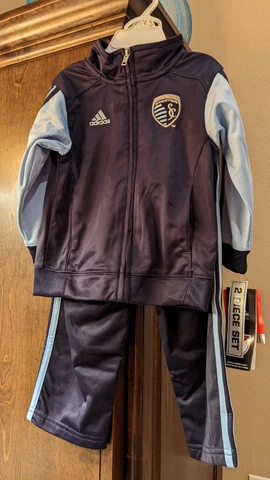 NWT Sporting Kansas City Official MLS Adidas Apparel Toddler Jacket and Pants Cover