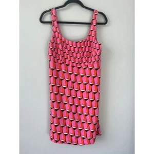 Vibrant Pink Geometric Print Sleeveless Summer Tank Top Blouse - Picture 1 of 9