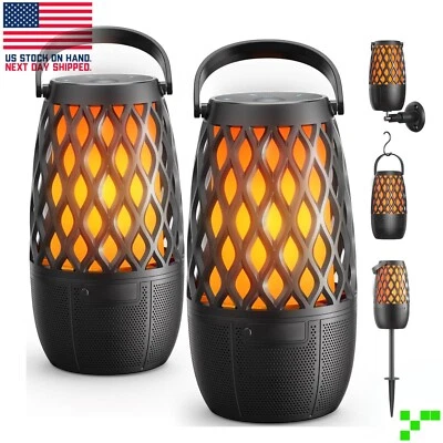 BOLABUTTY Outdoor Bluetooth Speaker Pair Flickering Flame Tiki Torch TWS Wall Mount/Stakes
