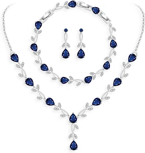 Elegant Wedding Jewelry Set: Necklace, Earrings & Bracelet for Brides & Gifts - Picture 1 of 13