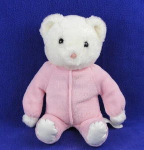 Vintage Eden Cream Bear Rattle Plush Pink Terrycloth Pajamas White Vinyl Feet - Picture 1 of 7