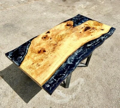 Foggy Grayepoxy table Walnut Wood Epoxy Resin Dining Table - Custom Design - Image 1 of 4