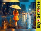 Rainy Cityscape Art Print 5" x 7" - Urban Evening Rain Reflections