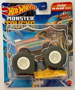 Hot Wheels 2024 Monster Trucks Crash Legends #1/6 Dodge RAM Van #HTM24 1:64 - Picture 1 of 2