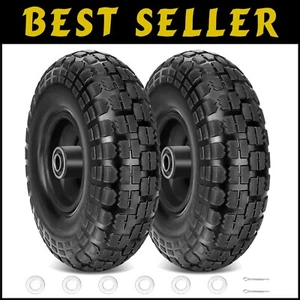 Leichtgängige 13" schwarze Vollgummireifen - 2er Pack, ideal für Schubkarren & Karren - Bild 1 von 9