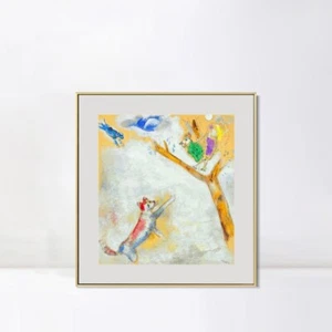 Framed Canvas Print Bird and Wolf by Marc Chagall Wall Art Home Decorations - Picture 1 of 20