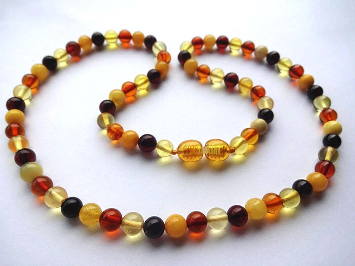 Naturale Multicolore Perline Ambra Baltica Collana - Immagine 1 di 3