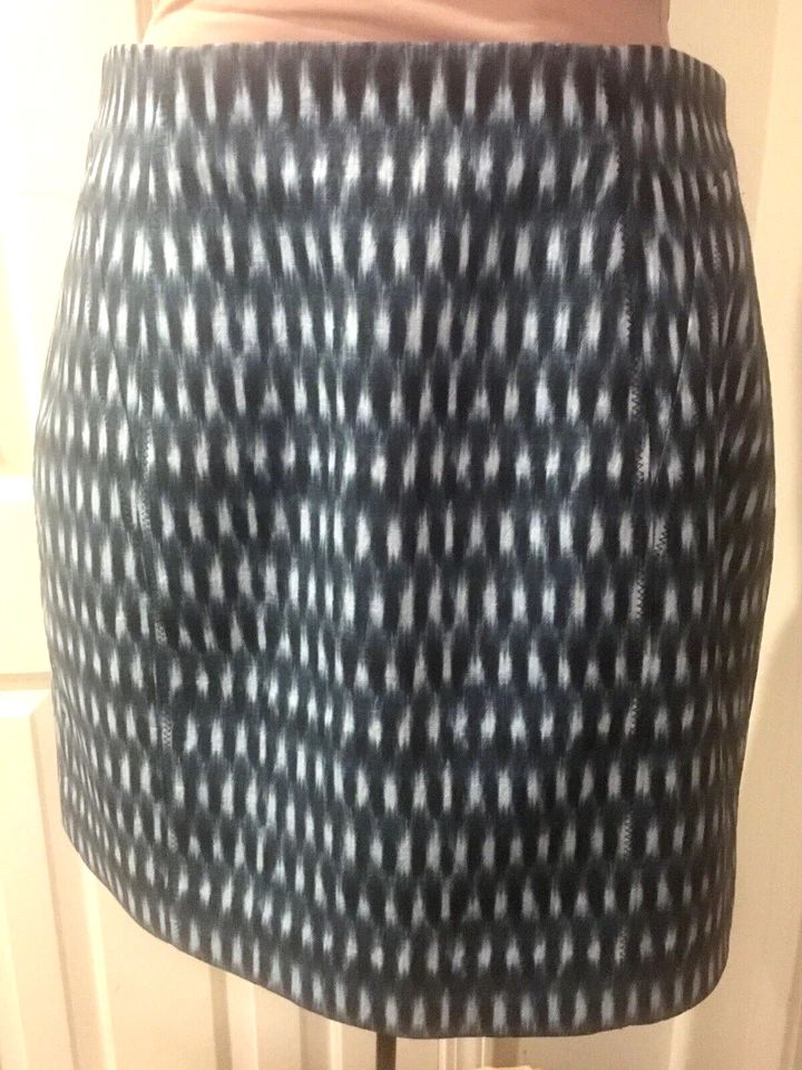 Saia Barney’s NY O’2ND azul marinho tamanho 10 xadrez abstrato azul marinho feminina nova com etiquetas - Imagem 1 de 4