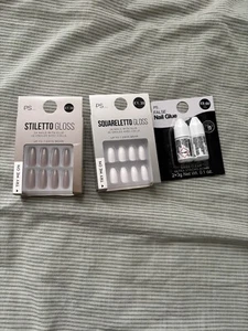 2 Pairs Of False Nails With Set Of Glue Multicolour (Primark) - Picture 1 of 2