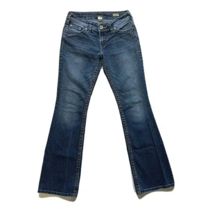 Silver Jeans Women 28x32 Dark Denim Bootcut Distressed Low Rise Suki Surplus - Picture 1 of 12