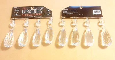 The Christmas Shoppe 8 Clear Dangling Plastic Crystal Ornaments Decor Wedding - Image 1 of 2