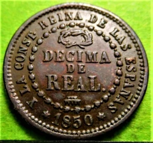 ISABEL II, Decima de Real, 1850, SEGOVIA, Aureo & Calico.-581, aXF, Copper - Picture 1 of 2