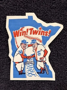 VINTAGE 1960's Minnesota Twins Win Twins Paul&Minnie Logo Transfer/Decal, MINT! - Picture 1 of 2