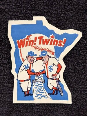 VINTAGE 1960's Minnesota Twins Win Twins Paul&Minnie Logo Transfer/Decal, MINT! - Image 1 of 2