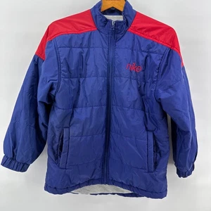 Chaqueta acolchada vintage Nike roja azul para hombre mediana cremallera completa aislada retro años 90 St - Imagen 1 de 15