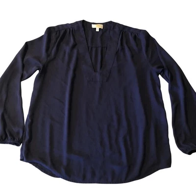 Blusa Collective Concepts Mujer Azul Mediana Cuello en V Top Puntada Fijar Oficina Sirena Foto 1 de 4