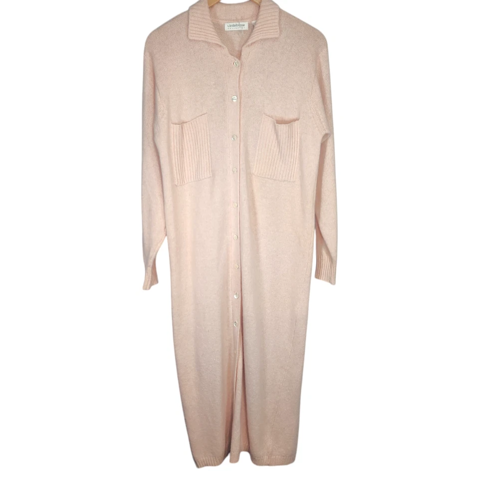 Vestido Suéter Vintage Mezcla Lana Angora Maxi Manga Larga Liz Claiborne Rosa M Foto 1 de 4
