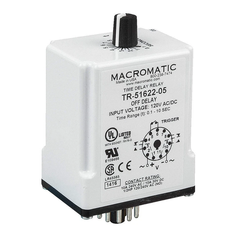 MACROMATIC TR-51628-12 SinFunTimeDelayRelay, 24VAC/DC, 11Pins 23NV11 - Image 1 of 1