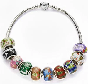 Pandora S925 Silber Armband + Weihnachtsbaum Schneeflocke Santa Zuckerstange Charms - Bild 1 von 2