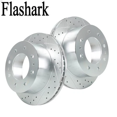 Flashark Front Drilled Disc Brake Rotors for 11-19 GMC Chevy Silverado 2500 Foto 1 de 4