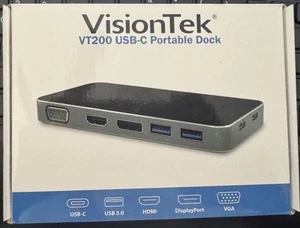 VisionTek VT200 Przenośny koncentrator z podwójnym monitorem USB-C - Windows/MacOS/ChromeOS/iOS - Zdjęcie 1 z 3