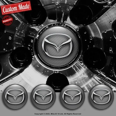 Mazda Decals Set of 4 3D Gel Silicone Center Wheel Caps Stickers - Изображение 1 из 3