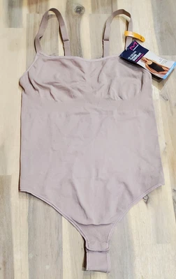 Maidenform Women's Seamless Tummy Control Shapewear Thong Bodysuit Beige Small - Image 1 of 4