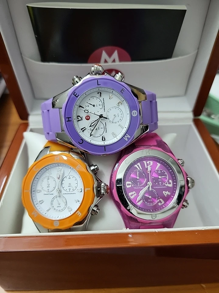 Reloj Cronógrafo Michele MWW12D000003 Rosa Jelly Bean Tahitian Analógico Damas Foto 1 de 1