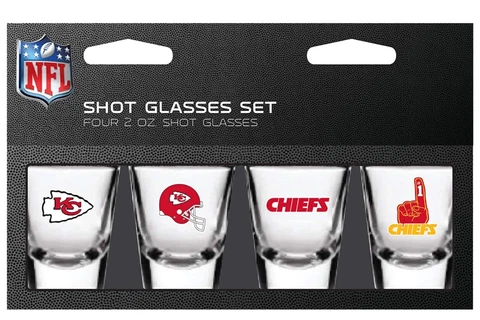 Kansas City Chiefs NFL 2 oz Shot Glasses Set 4 Pack Cover