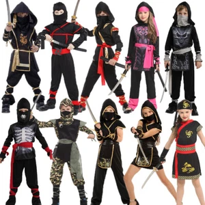 Kids Child Dragon Ninja Costume Boys Girls Samurai Warrior Fancy Dress Halloween - Picture 1 of 12