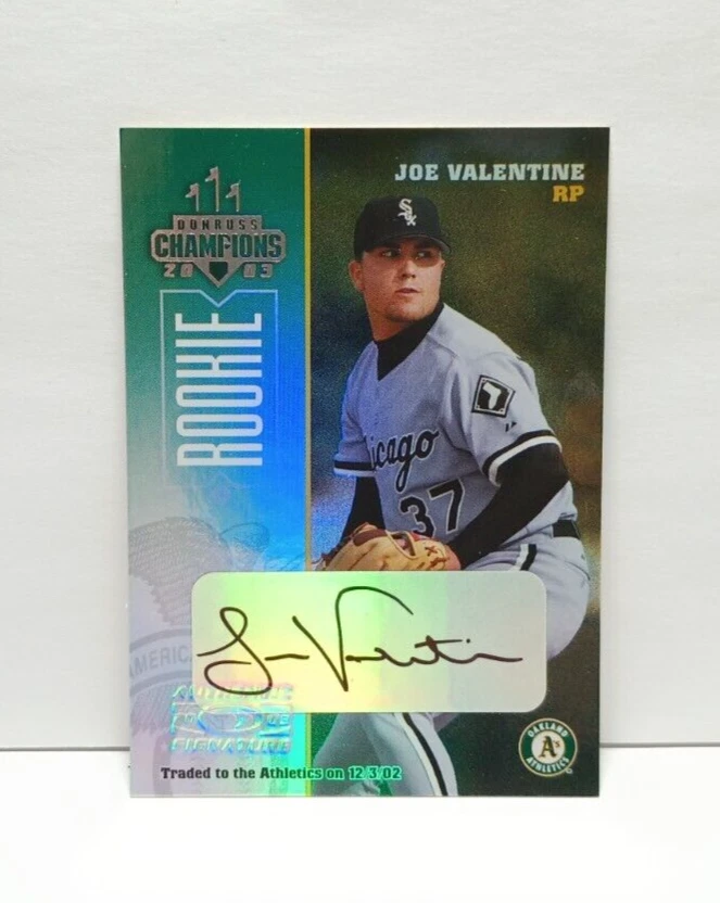 Joe Valentine 2003 Donruss Champions #291 Autograph Rookie Card White Sox /475 - Image 1 of 2