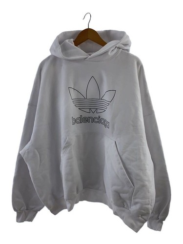 BALENCIAGA Felpa con Cappuccio 2 Cotone Bianco 712396 x Adidas OVERSIZE Usata