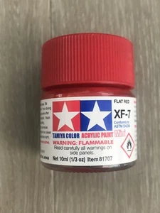 Tamiya 81307 XF-7 Flat Red Acrylic Paint 10ml Bottle - Brand New US Seller - Picture 1 of 9