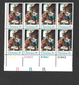 US STAMP 1414 PLATE BLOCKOF 8 CHRISTMAS 6 CENT NATIVITY FREE SHIP - Picture 1 of 1