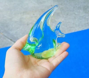 Figura de pez hecha a mano de vidrio de colección estatua verde claro Estate lindo WW - Imagen 1 de 11