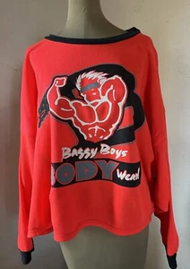 Vintage Baggy Jungen Int'l Trainingsausrüstung Bodywear 1992 kurz geschnittenes Sweatshirt neonrot L - Bild 1 von 6