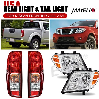 Подходит для Nissan Frontier 2009-2021 годов выпуска хромированные фары + задние тормозные фонари [OE RED] - Изображение 1 из 4