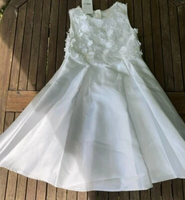 Monsoon GIRL Occasion DRESS IVORY SATIN 3D FLOWERS age 9 yrs WEDDING, BRIDESMAID - Image 1 of 4