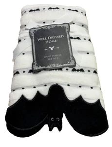Halloween Bat 2 Hand Towels Kitchen Bath Cotton Holiday Home Accent Decor NEW - Picture 1 of 3