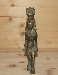 Statuina faraone in metallo egiziano vintage fatta a mano Tutankhamon - Foto 1 di 12