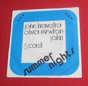 OLIVIA NEWTON JOHN /TRAVOLTA - SUMMER NIGHTS 7" BELGIUM DJ BLUE PICTURE SLEEVE - Picture 1 of 3