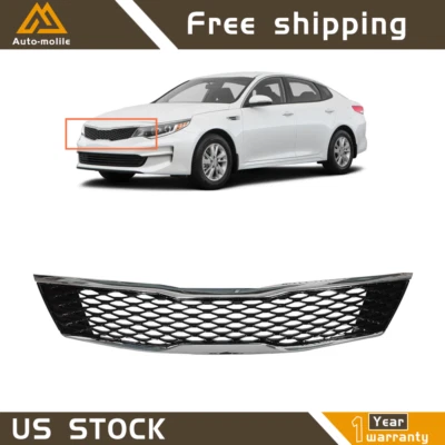 Parrilla superior delantera cromada negra para Kia Optima LX EX 2016 17 18 Foto 1 de 4
