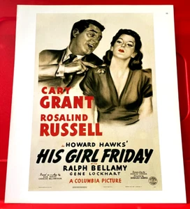 His Girl Friday Cary Grant/R.Russell Movie/Film Poster Art PICTURE/PRINT 12"x9.5 - Foto 1 di 3